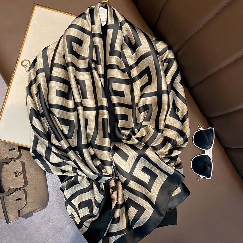 Luxury Skincare Headband - Fashion Print Large Shawl Wraps Silk